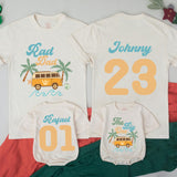 Custom Matching Family Surfing Birthday Shirts, Retro Beach Van Design, The Big One Baby Romper, Rad Dad Tee, Personalized for First Birthday