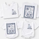 Custom Matching Family Vacation Shirts and Baby Romper, Tropical Beach Design, Miami 2026, Soft Cotton, Sizes Newborn to 2XL