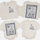 Custom Matching Family Vacation Shirts and Baby Romper, Tropical Beach Design, Miami 2026, Soft Cotton, Sizes Newborn to 2XL