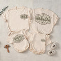 Custom Matching Grandpa and Baby Outfits with Camo Print, Personalized Names, Soft Cotton Shirts and Rompers for Family Bonding Moments