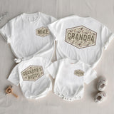 Custom Matching Grandpa and Baby Outfits with Camo Print, Personalized Names, Soft Cotton Shirts and Rompers for Family Bonding Moments