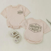 Custom Matching Grandpa and Baby Outfits with Camo Print, Personalized Names, Soft Cotton Shirts and Rompers for Family Bonding Moments