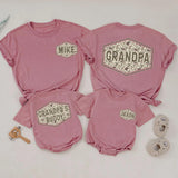 Custom Matching Grandpa and Baby Outfits with Camo Print, Personalized Names, Soft Cotton Shirts and Rompers for Family Bonding Moments