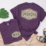 Custom Matching Grandpa and Baby Outfits with Camo Print, Personalized Names, Soft Cotton Shirts and Rompers for Family Bonding Moments