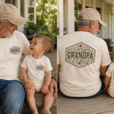 Custom Matching Grandpa and Baby Outfits with Camo Print, Personalized Names, Soft Cotton Shirts and Rompers for Family Bonding Moments