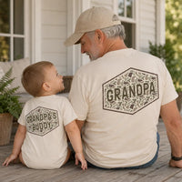 Custom Matching Grandpa and Baby Outfits with Camo Print, Personalized Names, Soft Cotton Shirts and Rompers for Family Bonding Moments