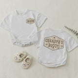 Custom Matching Grandpa and Baby Outfits with Camo Print, Personalized Names, Soft Cotton Shirts and Rompers for Family Bonding Moments