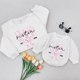 Custom Matching Sister Sweatshirts with Floral Bow Design, Big Sis Lil Sis Outfits, Toddler & Kids Cotton Shirts, Gift for Siblings