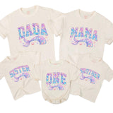 Custom Mermaid Family Shirts & Baby Romper with Whale Art, Soft Cotton Outfit for First Birthday, Matching NB-2XL, Perfect for Photoshoots