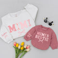 Custom Mimi & Baby Matching Sweatshirt and Romper Set, Floral Bow Design, Soft Cotton, Perfect for Family Photos, Gifting, and Holidays