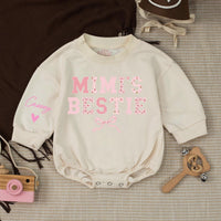 Custom Mimi & Baby Matching Sweatshirt and Romper Set, Floral Bow Design, Soft Cotton, Perfect for Family Photos, Gifting, and Holidays