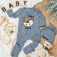 Custom Miso Cute Baby Bodysuit Adorable Noodles Outfit Soft Cotton Newborn Gift Personalized Infant Clothes Foodie Parents Shower Present