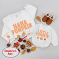 Custom Mommy and Me Matching Pumpkin Sweatshirt or Baby Romper, Fall Family Outfit, Soft Cotton for Baby, Toddler, Mom, Autumn Gift