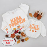 Custom Mommy and Me Matching Pumpkin Sweatshirt or Baby Romper, Fall Family Outfit, Soft Cotton for Baby, Toddler, Mom, Autumn Gift