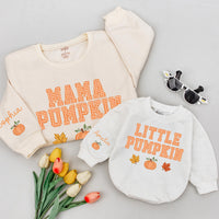 Custom Mommy and Me Matching Pumpkin Sweatshirt or Baby Romper, Fall Family Outfit, Soft Cotton for Baby, Toddler, Mom, Autumn Gift