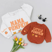 Custom Mommy and Me Matching Pumpkin Sweatshirt or Baby Romper, Fall Family Outfit, Soft Cotton for Baby, Toddler, Mom, Autumn Gift