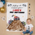 Custom Monster Truck 3rd Birthday Silk Banner & Toddler Tee Set, Racing Theme, Dirt Track Design, Perfect for Kids' Milestone Parties