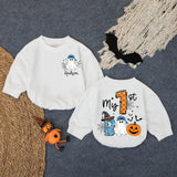 Custom My 1st Boo Baby Boy Romper Halloween Ghost Pumpkin Outfit Personalized Name Bodysuit Cute Fall Infant Clothes Blue Hat Orange
