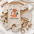 Custom My First Halloween Baby Bodysuit with Ghost & Pumpkin Art, Soft Cotton Outfit for Newborns, Perfect Fall Spooky Baby Gift Idea