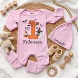 Custom My First Halloween Baby Bodysuit with Ghost & Pumpkin Art, Soft Cotton Outfit for Newborns, Perfect Fall Spooky Baby Gift Idea