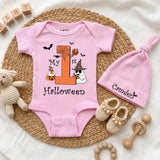 Custom My First Halloween Baby Bodysuit with Ghost & Pumpkin Art, Soft Cotton Outfit for Newborns, Perfect Fall Spooky Baby Gift Idea
