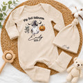 Custom My First Halloween Baby Bodysuit & Hat Set with Cute Ghost, Pumpkin & Mummy Artwork, Soft Cotton Newborn Outfit, Baby Gift