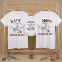 Custom My First Rodeo 1st Birthday Outfit for Baby, Kids, Mommy & Daddy, Western Cowboy Family T-Shirts & Romper, Soft Cotton Party Wear