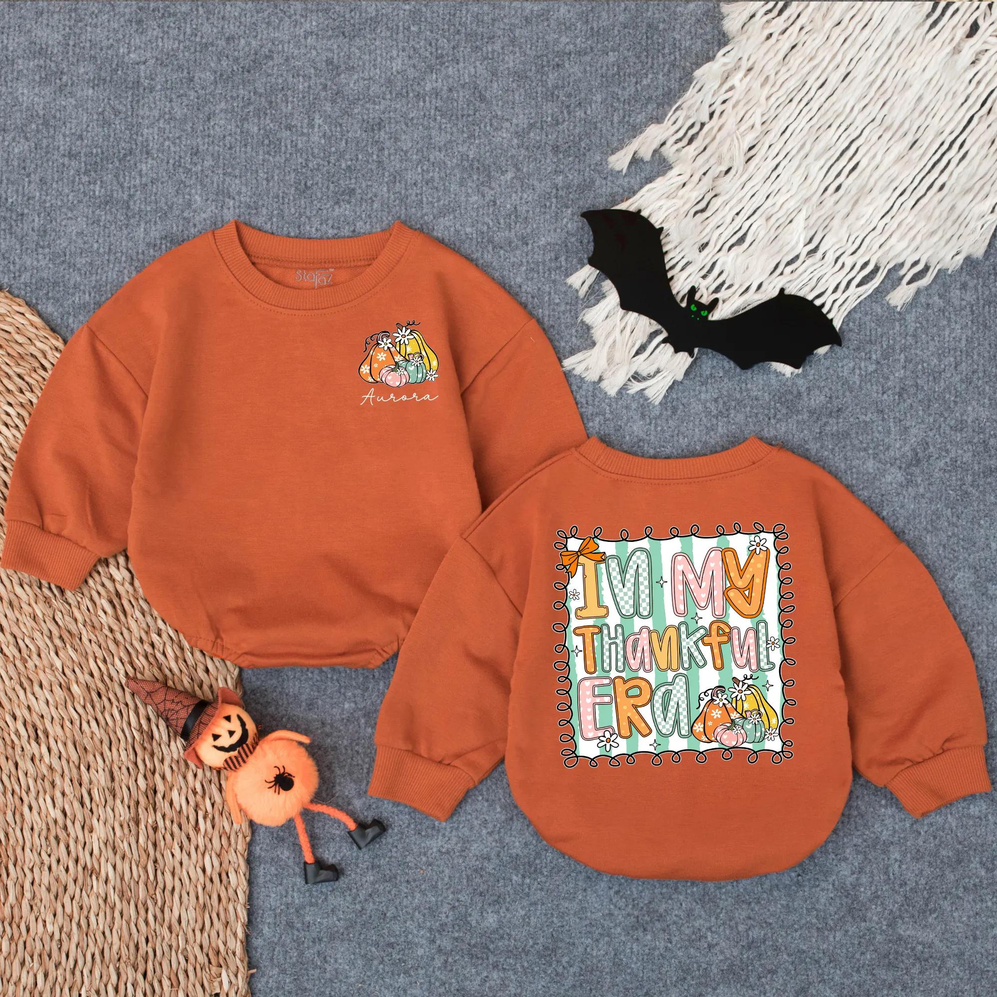 Custom In My Thankful Era Baby Romper Colorful Autumn Design Toddler Fall Outfit Cute Thanksgiving Baby Clothes Pumpkin Season Gift