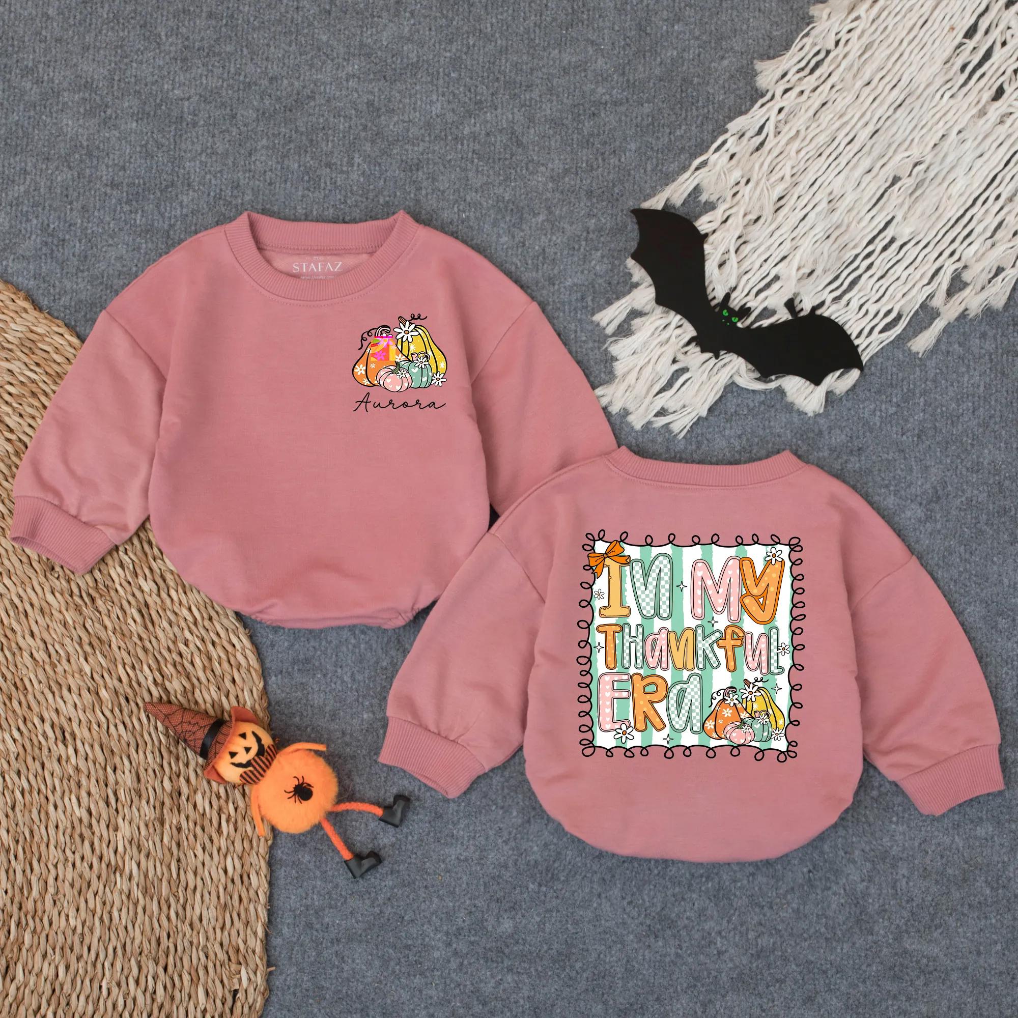 Custom In My Thankful Era Baby Romper Colorful Autumn Design Toddler Fall Outfit Cute Thanksgiving Baby Clothes Pumpkin Season Gift