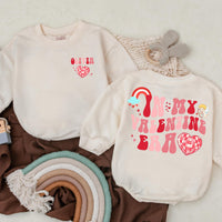 Custom In My Valentine Era Baby Romper with Heart Cherub Rainbow Design Infant Valentine's Day Outfit Soft Cotton Toddler Clothes