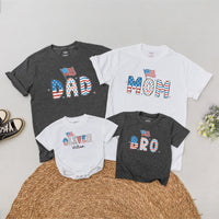 Custom Name 4th of July Patriotic Family Shirt with American Flag Design, Matching Holiday Outfit for Baby, Toddler, Kids, Adults, Soft Cotton