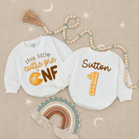 Custom Name Fall Birthday Baby Romper with Pumpkin Pie Design Soft Cotton Outfit for First Thanksgiving or 1st Birthday Party Celebration