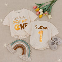Custom Name Fall Birthday Baby Romper with Pumpkin Pie Design Soft Cotton Outfit for First Thanksgiving or 1st Birthday Party Celebration
