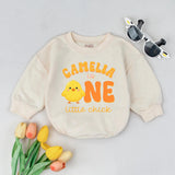 Custom Name First Birthday Romper with Yellow Chick Design Personalized Baby Outfit for Party, Cake Smash, Gift, Soft Cotton Clothes