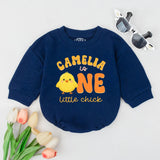 Custom Name First Birthday Romper with Yellow Chick Design Personalized Baby Outfit for Party, Cake Smash, Gift, Soft Cotton Clothes