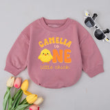 Custom Name First Birthday Romper with Yellow Chick Design Personalized Baby Outfit for Party, Cake Smash, Gift, Soft Cotton Clothes