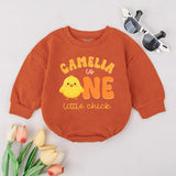 Custom Name First Birthday Romper with Yellow Chick Design Personalized Baby Outfit for Party, Cake Smash, Gift, Soft Cotton Clothes