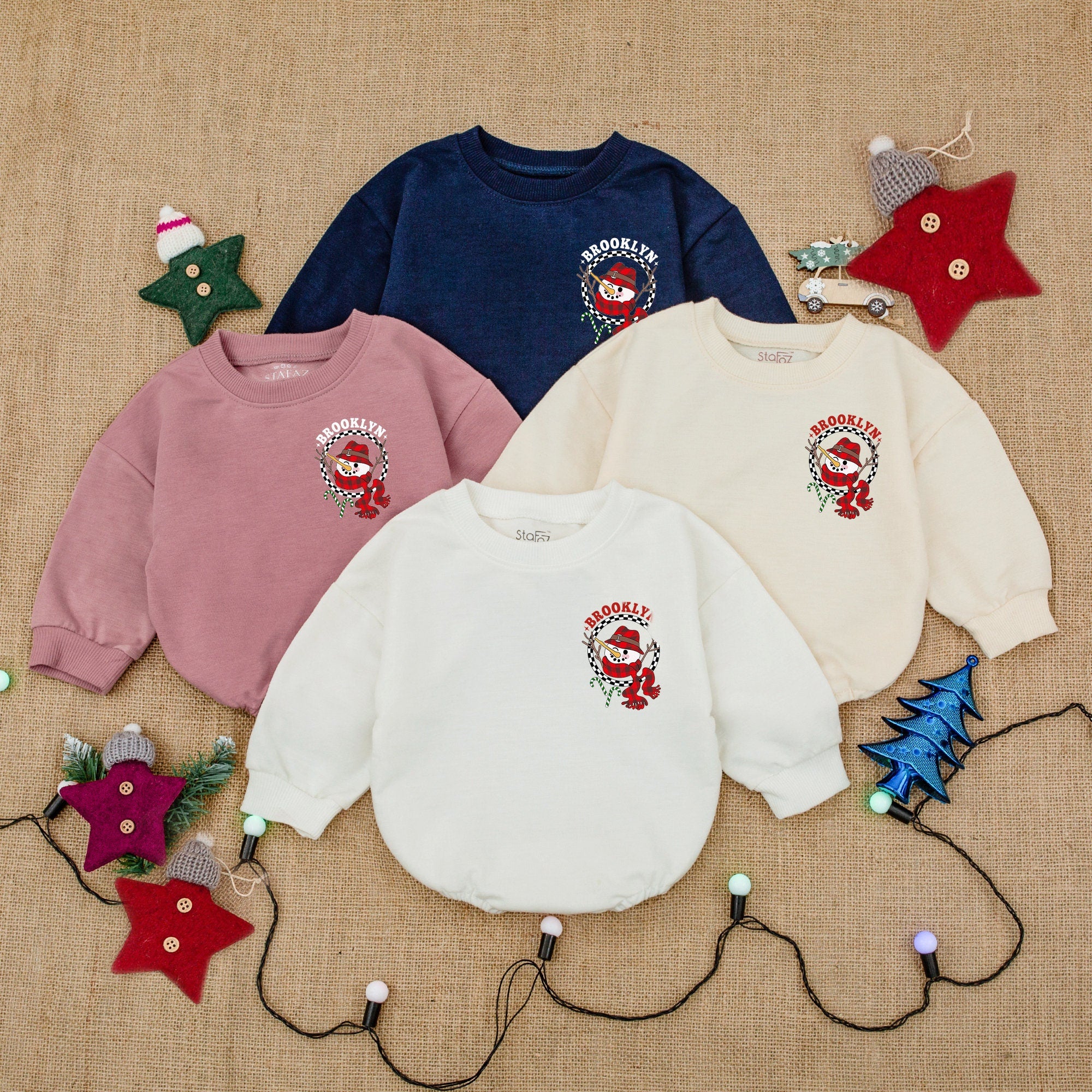 Custom Name First Christmas Baby Bodysuit with Playful Santa Design in Red and White Infant Holiday Outfit Baby Shower Gift