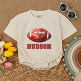 Custom Name Football Baby Romper Sporty Gameday Bodysuit with Hudson Graphic Soft Cotton Short Sleeve Baby Shower Gift