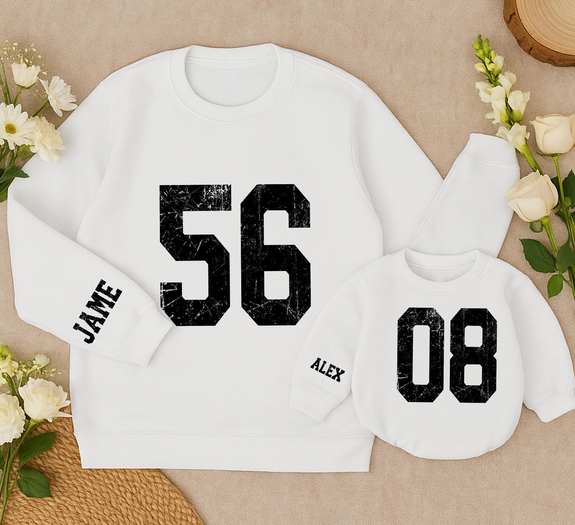 Custom Name and Number Sweatshirt Sporty Family Wear Vintage Style Cotton Soft Personalized Team Spirit Hoodie