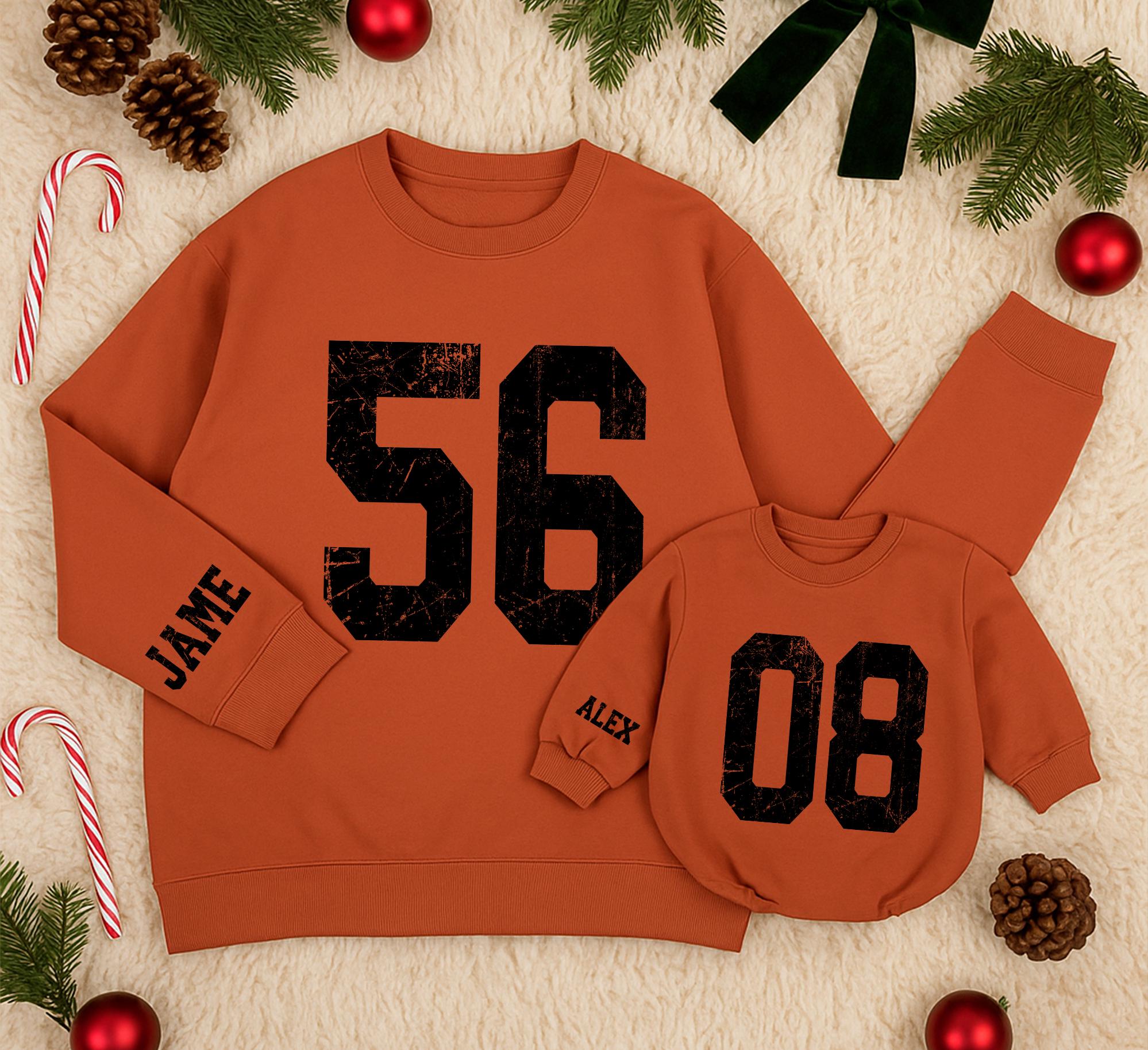 Custom Name and Number Sweatshirt Sporty Family Wear Vintage Style Cotton Soft Personalized Team Spirit Hoodie