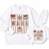 Custom Neutral Fall Sweatshirt & Romper with Mama & Pumpkin Design, Cozy Cotton Mommy & Me Matching Outfit for Babies, Kids & Adults