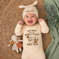 Custom Newborn Baby Bodysuit with 'Just Moved Out of Mom's Place' Quote, Soft Cotton Outfit, Funny Baby Shower Gift, Infant Keepsake