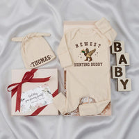 Custom Newborn Hunting Buddy Outfit with Duck Graphic, Personalized Baby Hat, Soft Cotton Coming Home Set for Boys or Girls