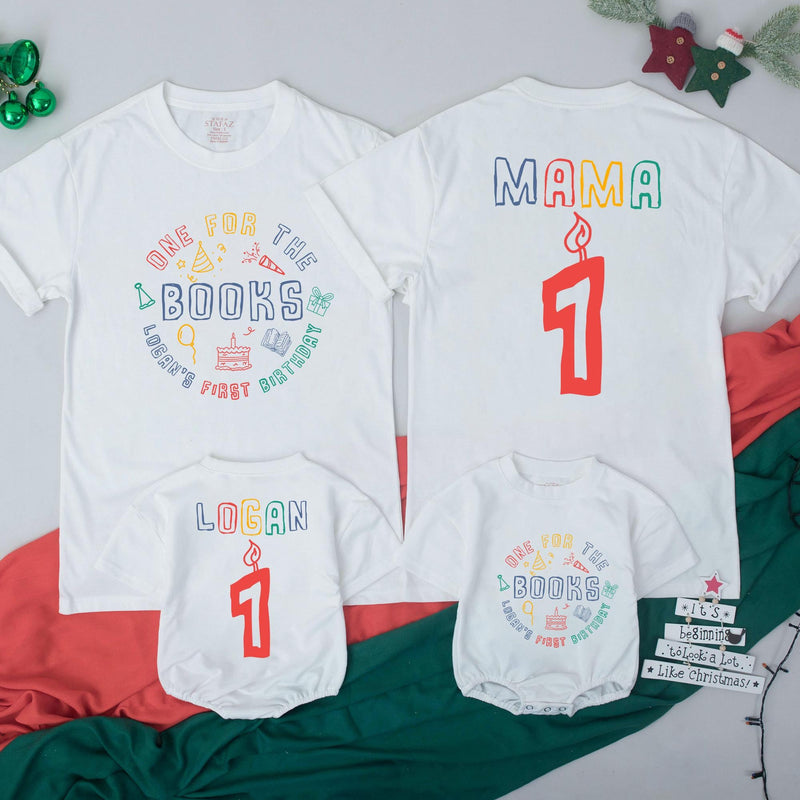 Custom 'One for the Books' Birthday Outfit for Baby, Kids & Adults, Soft Cotton Romper & T-Shirts, Perfect for Milestone Photos & Parties