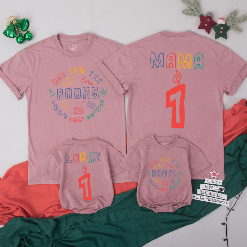 Custom 'One for the Books' Birthday Outfit for Baby, Kids & Adults, Soft Cotton Romper & T-Shirts, Perfect for Milestone Photos & Parties