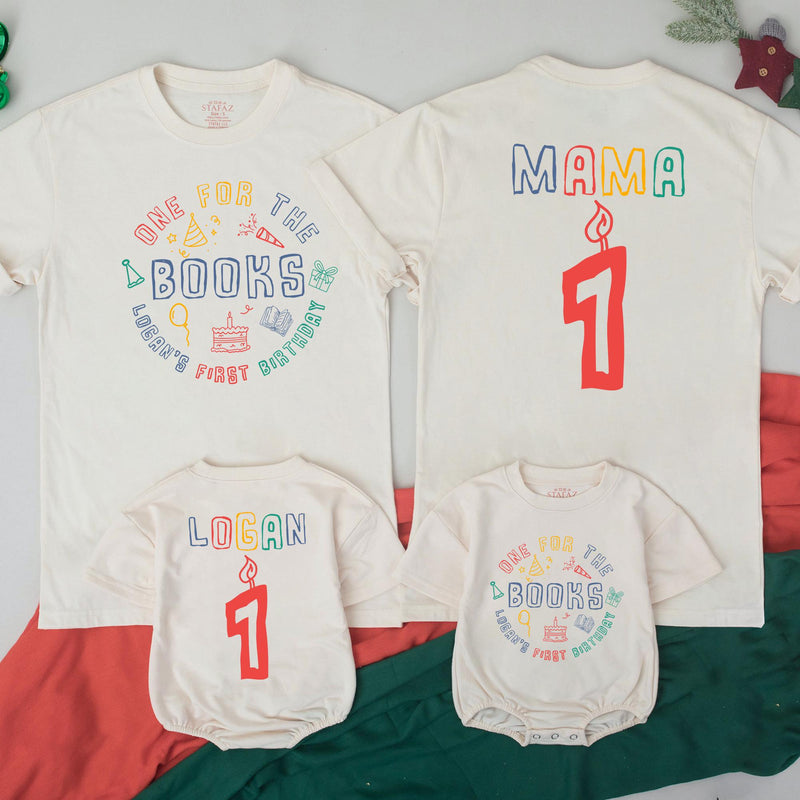 Custom 'One for the Books' Birthday Outfit for Baby, Kids & Adults, Soft Cotton Romper & T-Shirts, Perfect for Milestone Photos & Parties