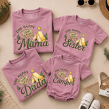 Custom One Happy Camper Family Shirts with Tent Design, Baby Romper, Kids' Tee, Adult T-Shirt for First Birthday or Outdoor Events