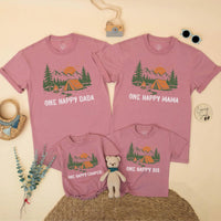 Custom One Happy Camper First Birthday Shirt for Baby or Toddler, Family Outdoor Adventure Outfit Matching Camping Birthday Gift