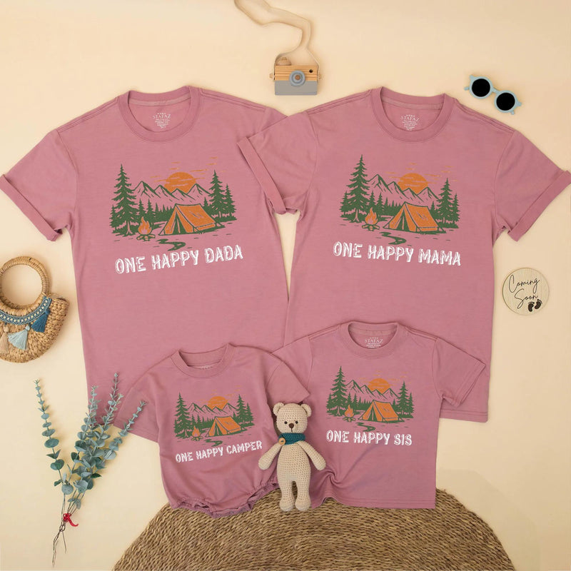 Custom One Happy Camper First Birthday Shirt for Baby or Toddler, Family Outdoor Adventure Outfit Matching Camping Birthday Gift